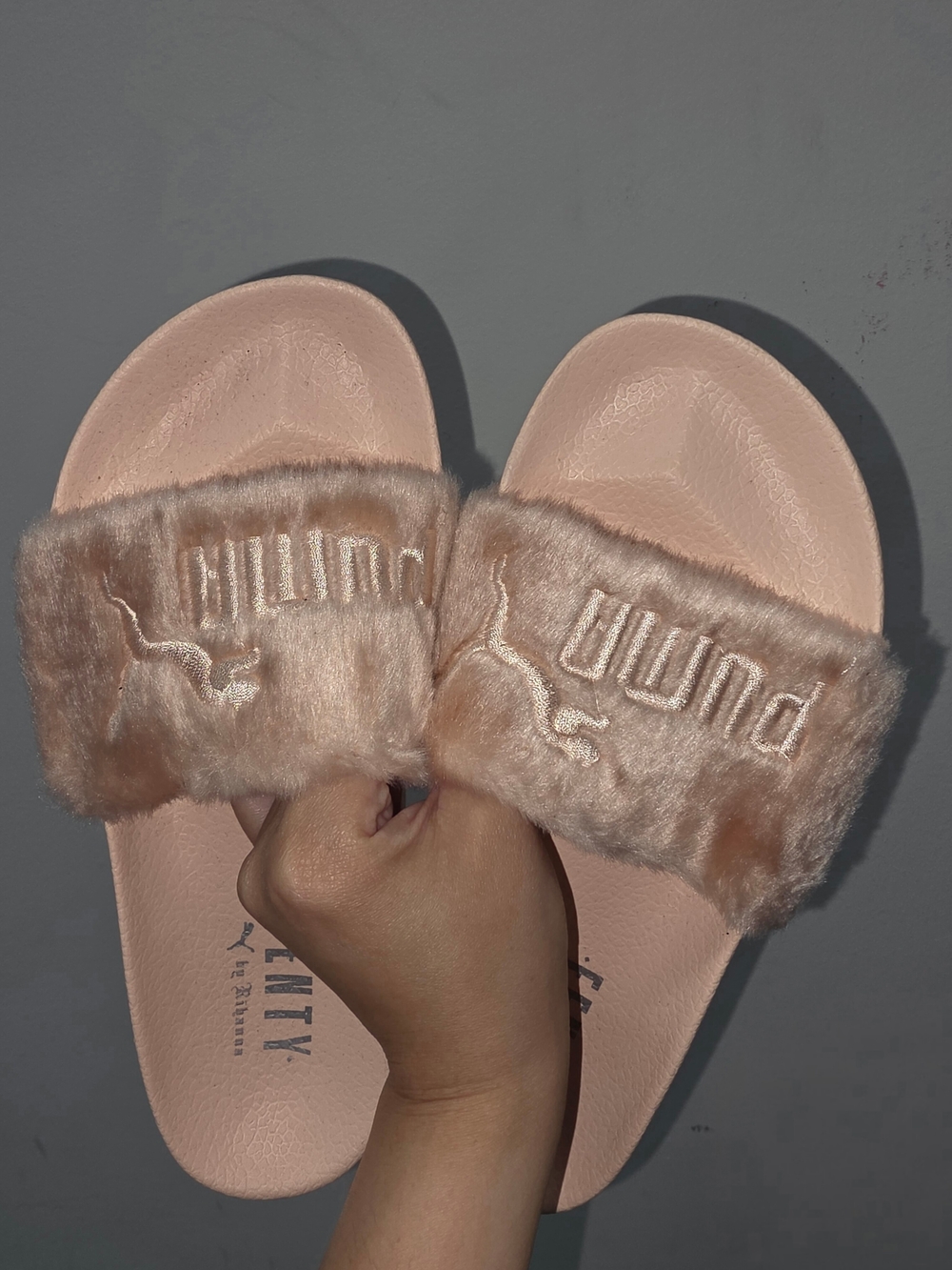 PUMA Fenty Women's Plush Slide Sandals in Blush Pink